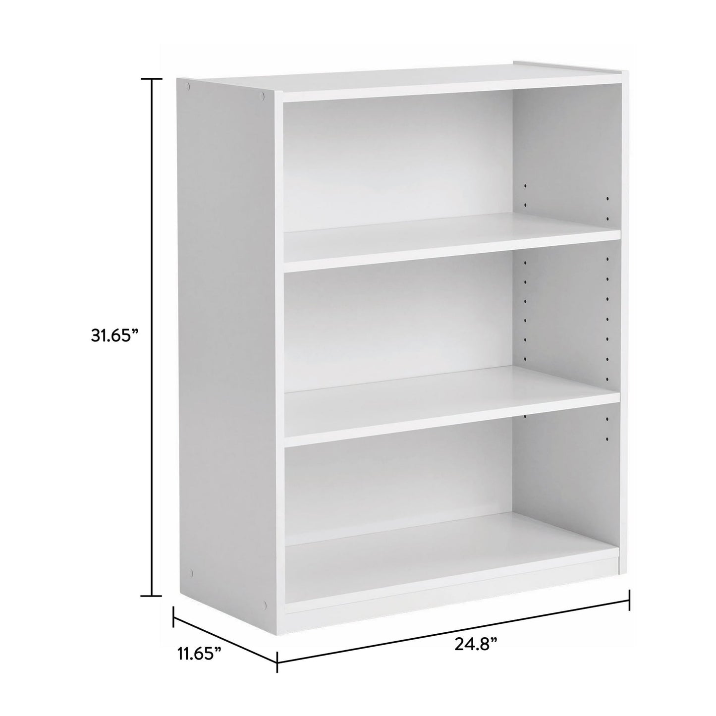 Mainstays 3-Shelf Bookcase with Adjustable Shelves, White