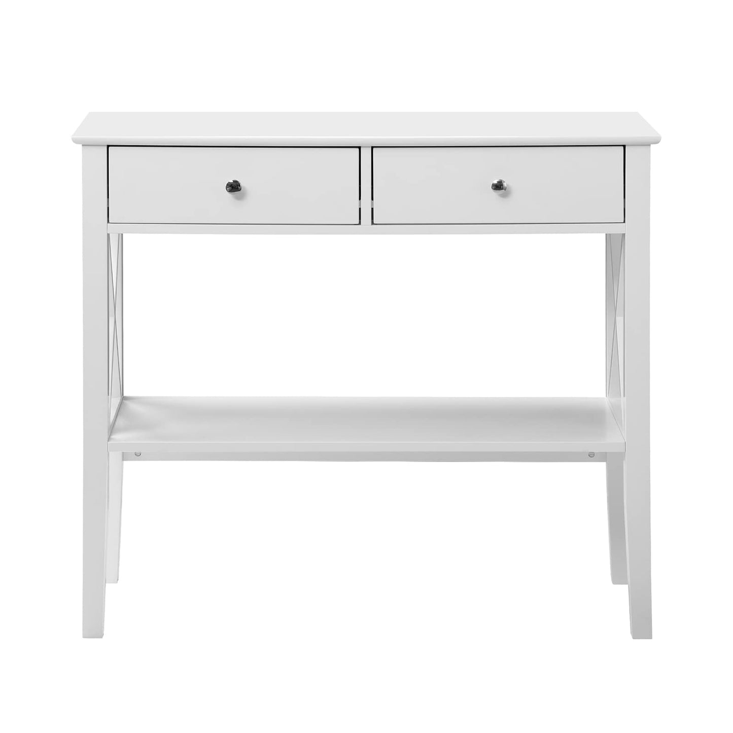 Oikiture Hallway Table Console Table with Marble Tabletop and Steel Frame 95cm