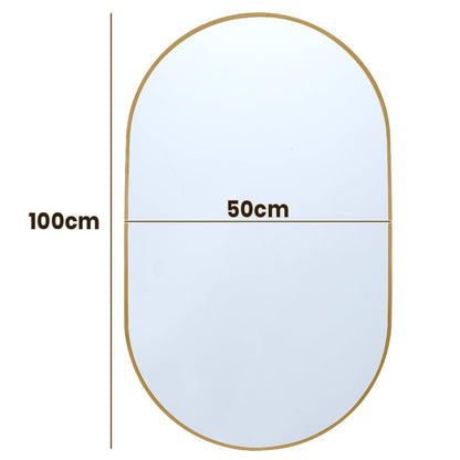 Furb Round Wall Mirror, 80cm Circle Vanity Mirror, Metal Frame Mirror for Living Room, Bathroom, Hallyway (Gold)