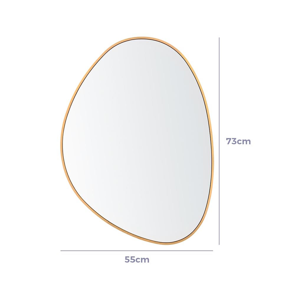 Furb Round Wall Mirror, 80cm Circle Vanity Mirror, Metal Frame Mirror for Living Room, Bathroom, Hallyway (Gold)