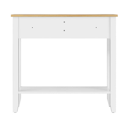 Oikiture Hallway Table Console Table with Marble Tabletop and Steel Frame 95cm