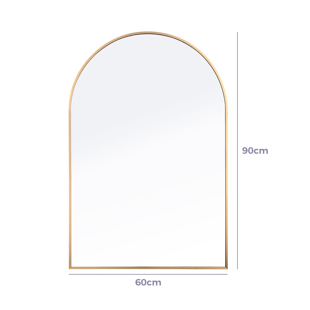 Furb Round Wall Mirror, 80cm Circle Vanity Mirror, Metal Frame Mirror for Living Room, Bathroom, Hallyway (Gold)