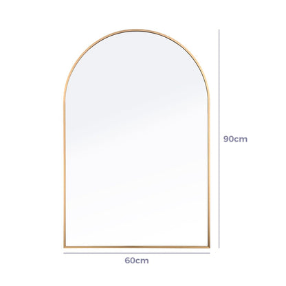 Furb Round Wall Mirror, 80cm Circle Vanity Mirror, Metal Frame Mirror for Living Room, Bathroom, Hallyway (Gold)