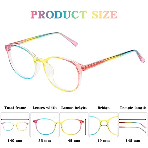 OPTOFENDY Blue Light Blocking Glasses Women, TR90 Round Gradient Computer Eyeglasses, Anti Eyestrain Eyewear