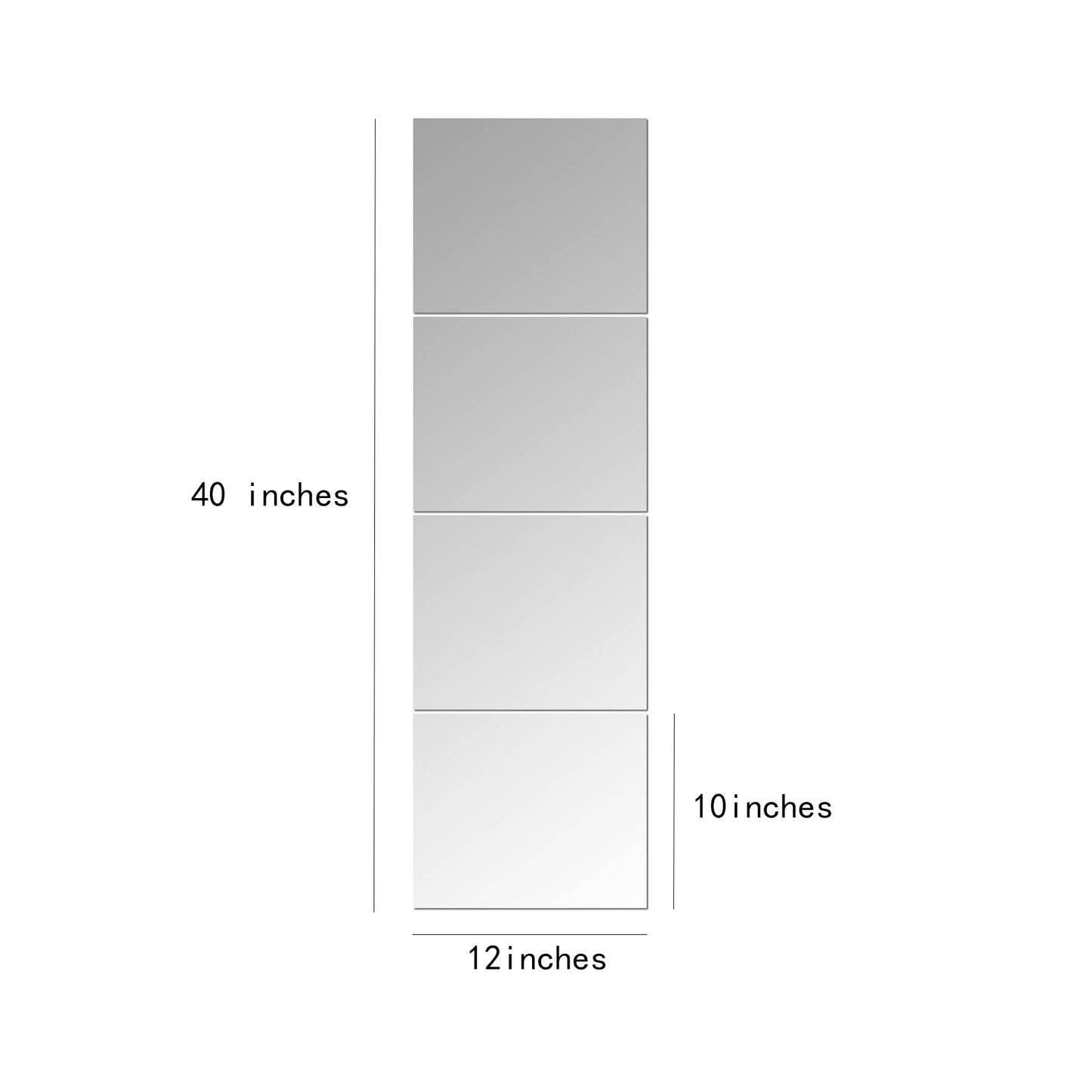 Delma Glass Full Length Wall Mirror Tiles, 14'' x 12'' x 4PCS, Frameless Full Body Mirror Tiles for Bedroom, Full Length Mirror Wall Mounted for Home Gym, Door (Glass - 14'' x 12'' x 0.1'' - 4PCS)