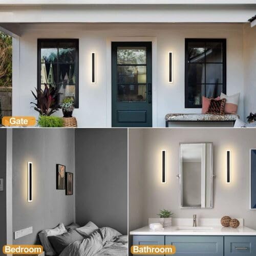 OWEITE 80CM Long Outdoor Modern IP65 Warm White Lamp 220V LED Wall Mount Black Light (19W 80CM Type B)