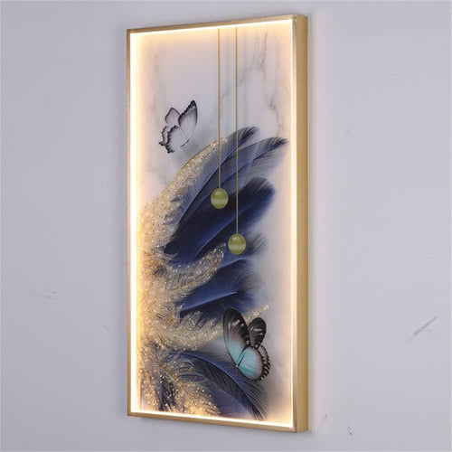 Modern Wall Lamps Feather Figure LED Sconces Rectangle Mural Light Creative Home for Aisle (C H60cm 1pcs)