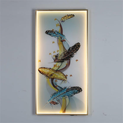 Modern Wall Lamps Feather Figure LED Sconces Rectangle Mural Light Creative Home for Aisle (C H60cm 1pcs)