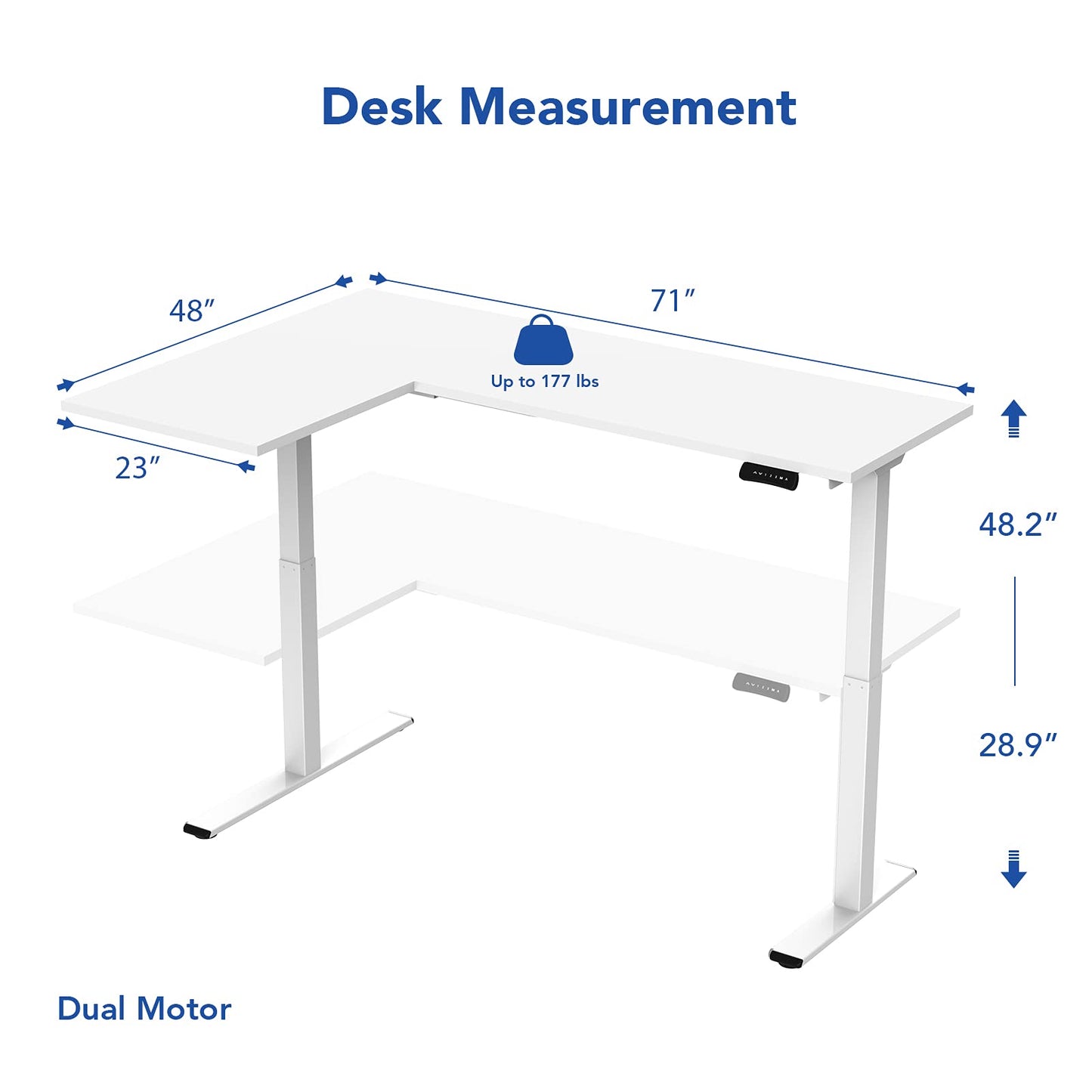 FLEXISPOT Corner Desk Dual Motor L Shaped Computer Electric Standing Sit Stand Up Desk Height Adjustable Home Office Table with Splice Board, 180x120cm White