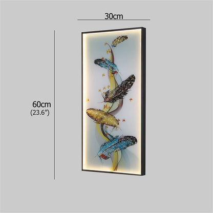 Modern Wall Lamps Feather Figure LED Sconces Rectangle Mural Light Creative Home for Aisle (C H60cm 1pcs)