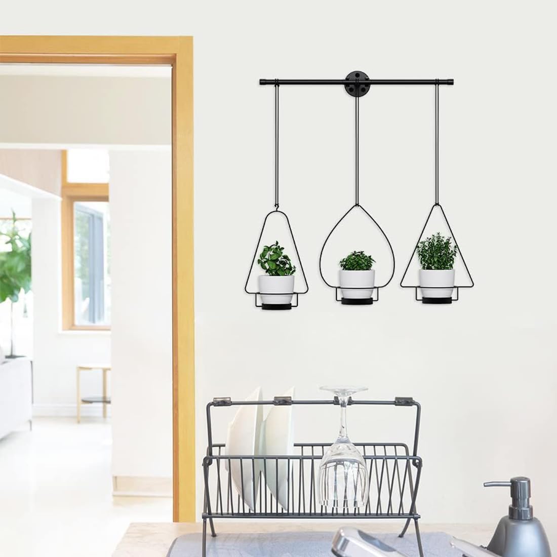 Isyunen Hanging Planters Hanging Pots Baskets with 3 Pack Plastic Planters Hanging Plants Holder for Plants Indoor Outdoor Home Decorc,Black