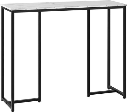 Oikiture Hallway Table Console Table with Marble Tabletop and Steel Frame 95cm