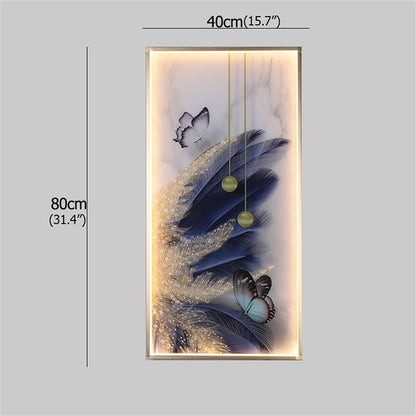 Modern Wall Lamps Feather Figure LED Sconces Rectangle Mural Light Creative Home for Aisle (C H60cm 1pcs)