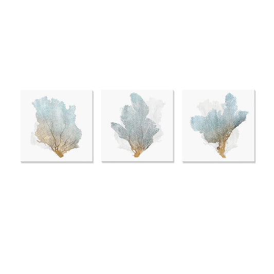 JAPO ART Delicate Coral by PI Creative Art Modern Ocean Marine Animal Wall Pictures Vintage Giclee Print on Canvas Stretched for Living Room Bedroom 20 x 20 inch x 3 pcs