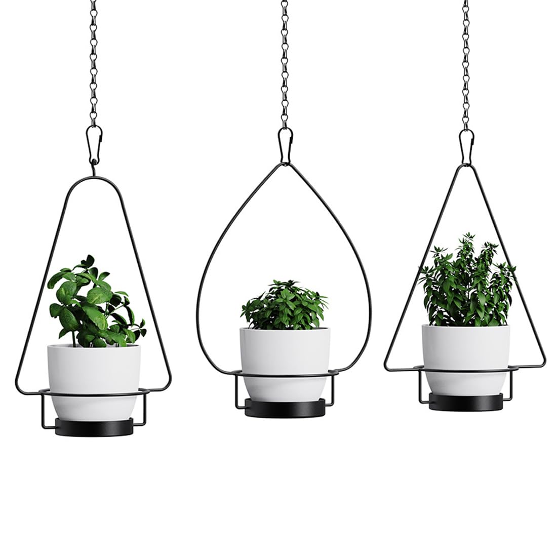 Isyunen Hanging Planters Hanging Pots Baskets with 3 Pack Plastic Planters Hanging Plants Holder for Plants Indoor Outdoor Home Decorc,Black