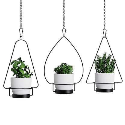 Isyunen Hanging Planters Hanging Pots Baskets with 3 Pack Plastic Planters Hanging Plants Holder for Plants Indoor Outdoor Home Decorc,Black