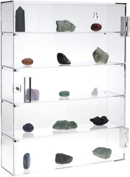 Acrylic Display Case,5 Tiers Clear Display Storage Box,Display Cabinet Figure with Lock,Clear Acrylic Display Case for Collectible,Dust Proof Protection Show case for Collectibles,Crystals,Mini Toys