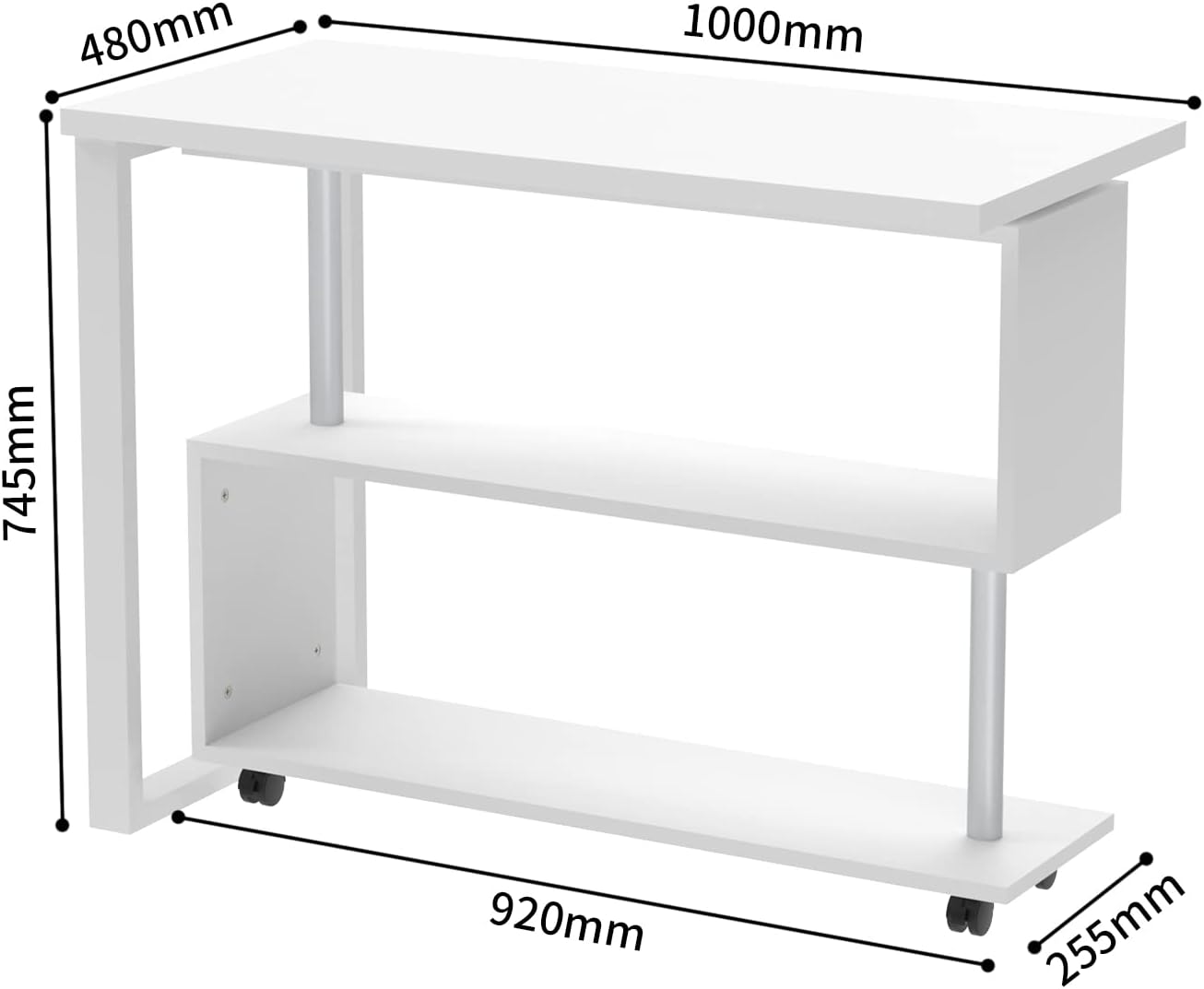 Advwin L-Shaped Computer Desk with Storage Shelf Wooden Workstation Writing Table Modern Office Desks for Study Work from Home, White