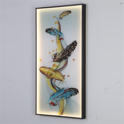 Modern Wall Lamps Feather Figure LED Sconces Rectangle Mural Light Creative Home for Aisle (C H60cm 1pcs)