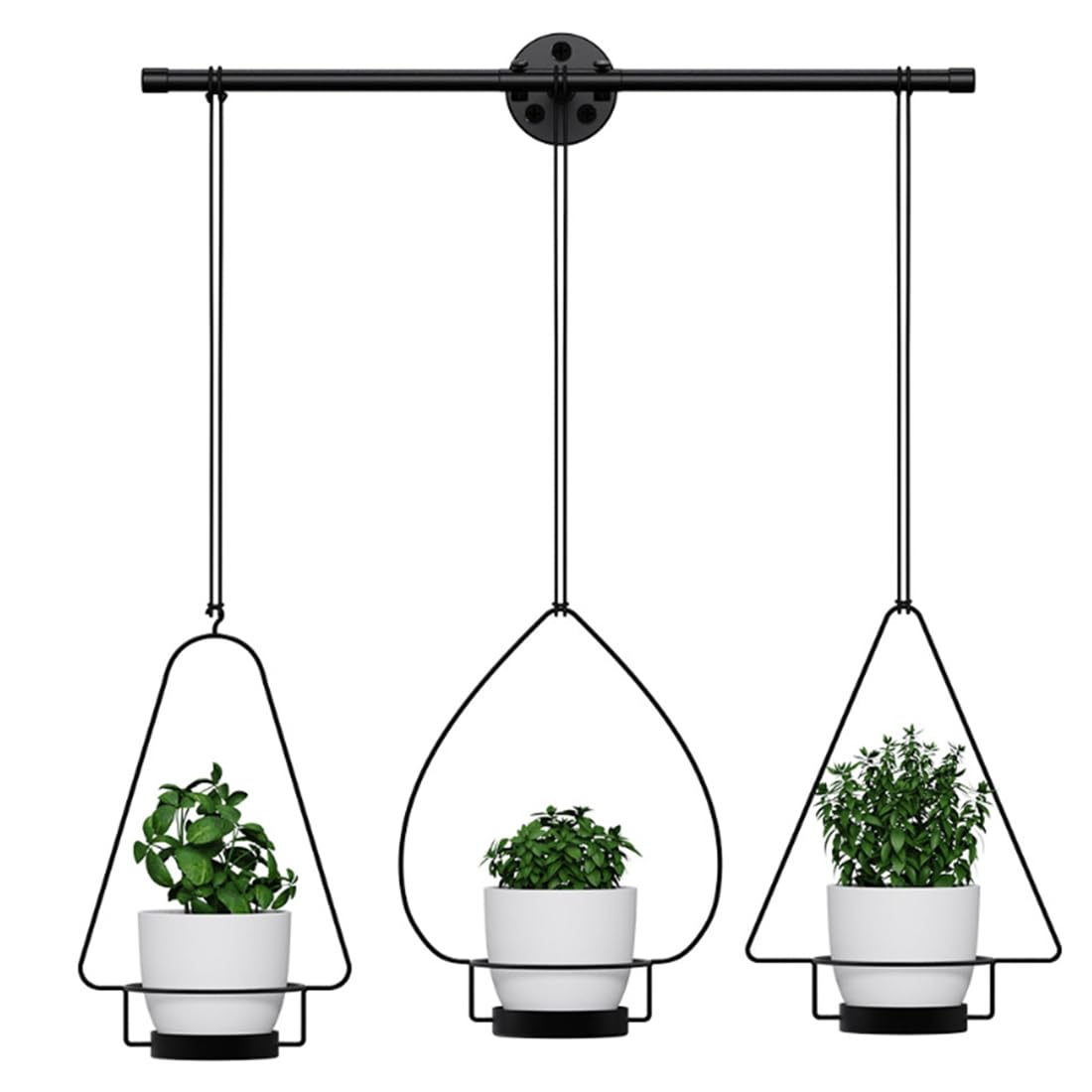 Isyunen Hanging Planters Hanging Pots Baskets with 3 Pack Plastic Planters Hanging Plants Holder for Plants Indoor Outdoor Home Decorc,Black