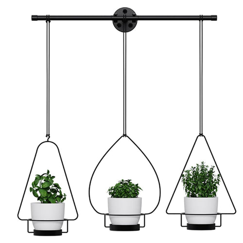 Isyunen Hanging Planters Hanging Pots Baskets with 3 Pack Plastic Planters Hanging Plants Holder for Plants Indoor Outdoor Home Decorc,Black