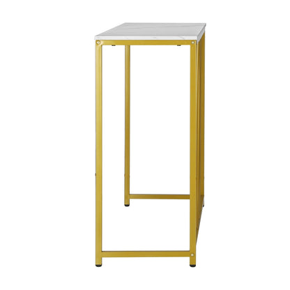 Oikiture Hallway Table Console Table with Marble Tabletop and Steel Frame 95cm