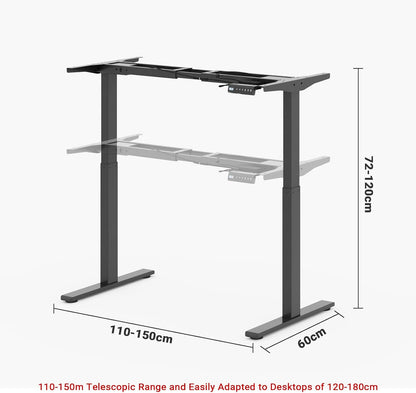 ADVWIN Ergonomic Standing Desk 28"-45" Height Adjustable Electric Sit Stand Desks with Smart Memory Lifting Sturdy Tabletop Motor Computer Workstation for Home, Office, Gaming (Walnut Top Black Legs)