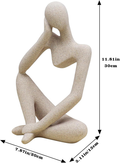 Thinker Statues and Sculptures, Sandstone Resin Thinker Statue Ornaments, Abstract Style Sculptures (Right, Small)