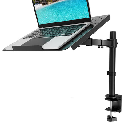 WALI Laptop Tray Desk Mount for 1 Laptop Notebook Up to 17 Inch, Fully Adjustable, 22 Lbs Capacity with Vented Cooling Platform Stand (M00Lp)