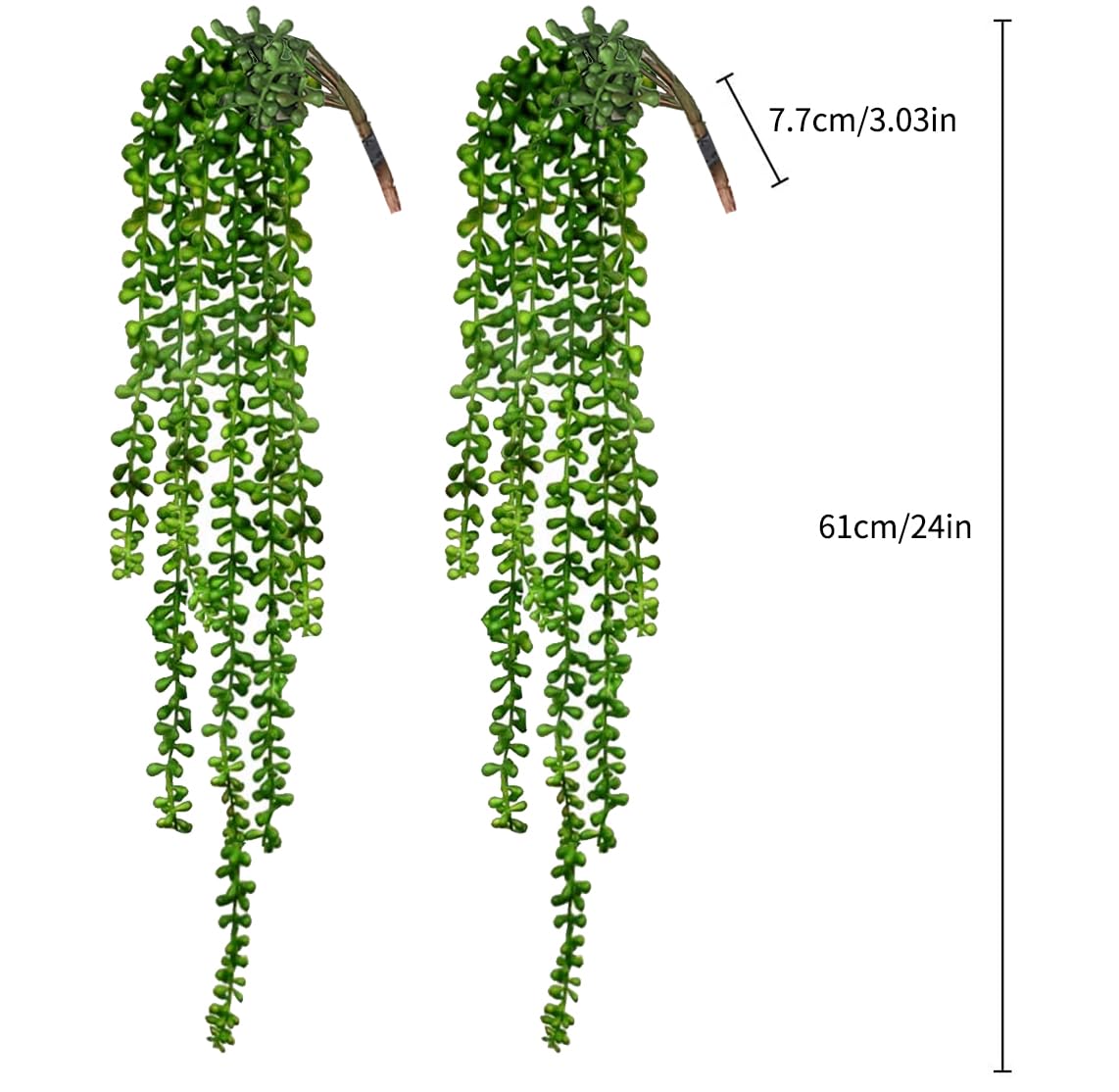 CEWOR 4pcs Artificial Succulents Hanging Plants Fake String of Pearls (40cm Each Length)