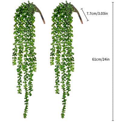 CEWOR 4pcs Artificial Succulents Hanging Plants Fake String of Pearls (40cm Each Length)