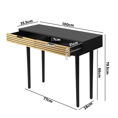 Oikiture Hallway Table Console Table with Marble Tabletop and Steel Frame 95cm