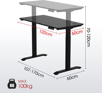 ADVWIN Ergonomic Standing Desk 28"-45" Height Adjustable Electric Sit Stand Desks with Smart Memory Lifting Sturdy Tabletop Motor Computer Workstation for Home, Office, Gaming (Walnut Top Black Legs)