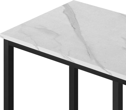 Oikiture Hallway Table Console Table with Marble Tabletop and Steel Frame 95cm