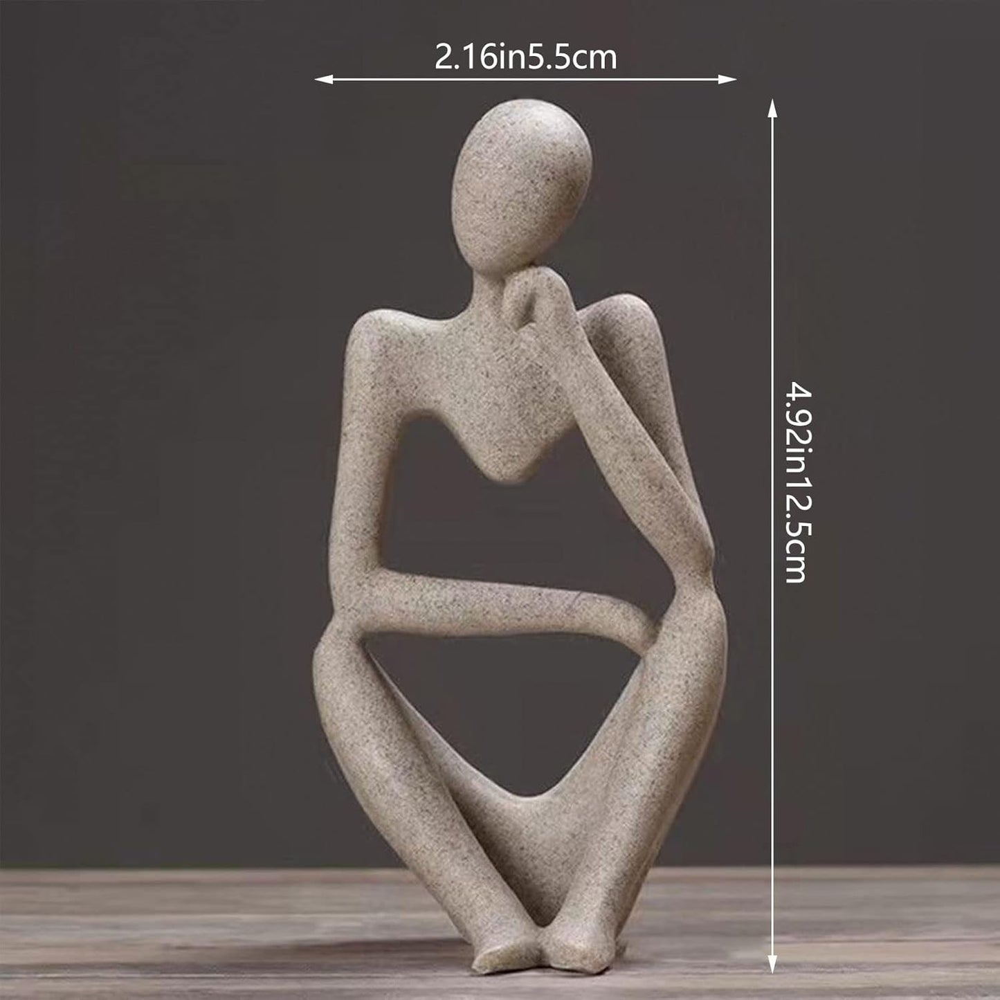 Thinker Statues and Sculptures, Sandstone Resin Thinker Statue Ornaments, Abstract Style Sculptures (Right, Small)