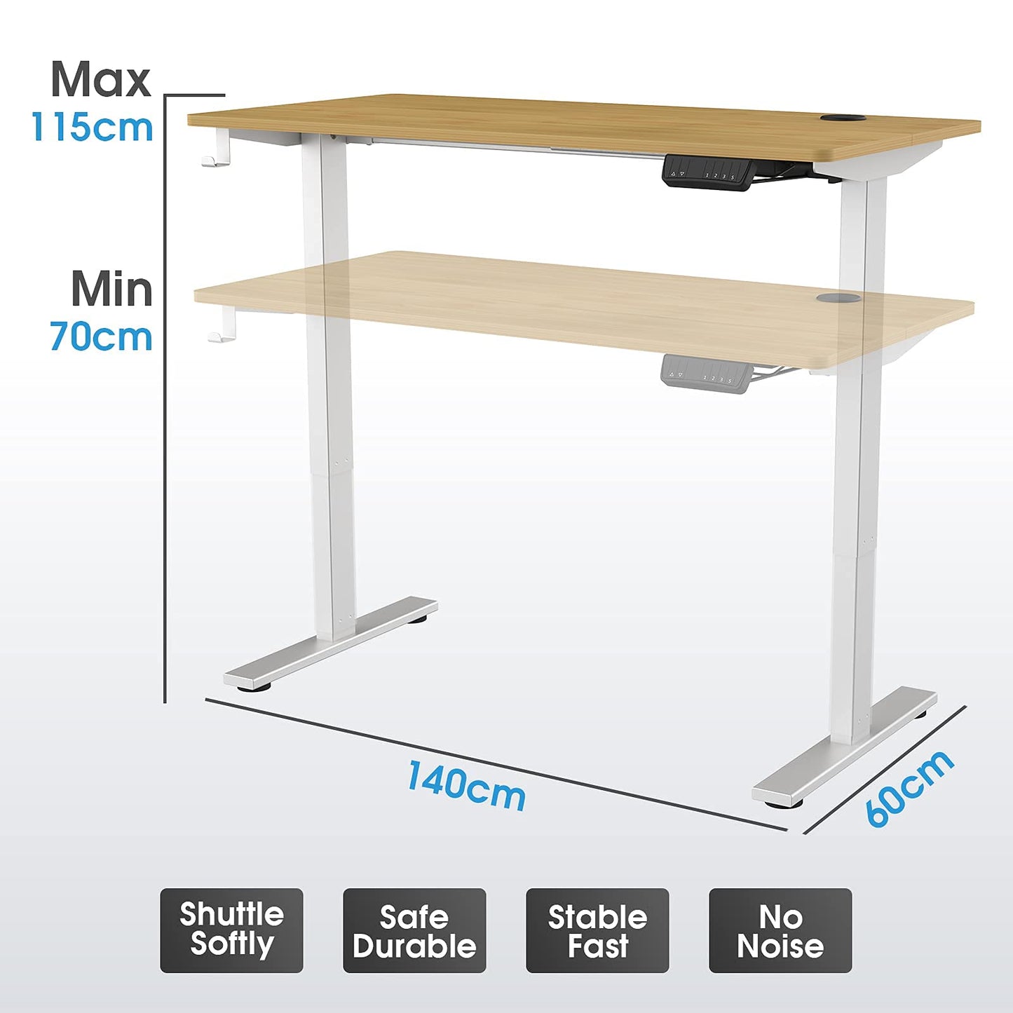 ADVWIN Ergonomic Standing Desk 28"-45" Height Adjustable Electric Sit Stand Desks with Smart Memory Lifting Sturdy Tabletop Motor Computer Workstation for Home, Office, Gaming (Walnut Top Black Legs)