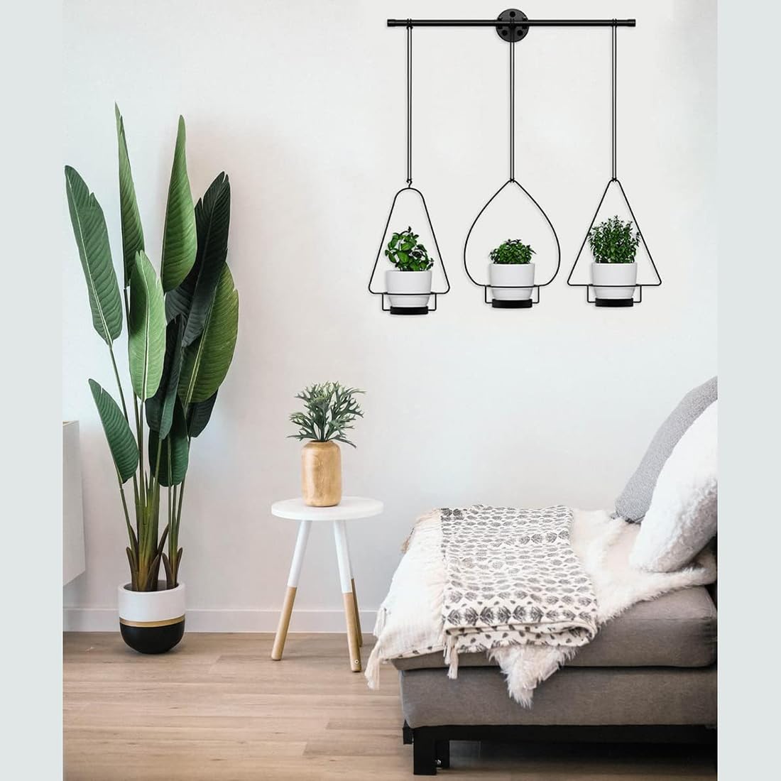 Isyunen Hanging Planters Hanging Pots Baskets with 3 Pack Plastic Planters Hanging Plants Holder for Plants Indoor Outdoor Home Decorc,Black