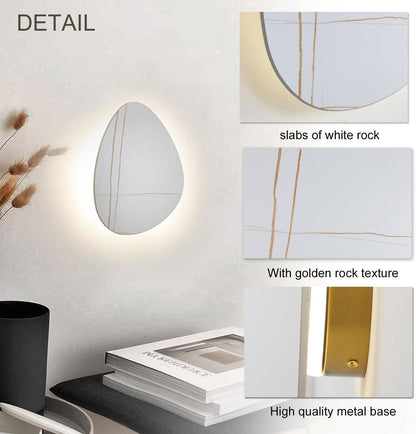 ZSnorthzun Wall Lighting Fixtures, Modern Gold Wall Sconce Light, LED Indoor Lighting Wall Lamp, Indoor Sconces for Living Room, Bedroom, Hallway Marble 7W 3000k/4000k/6000k (Gold)