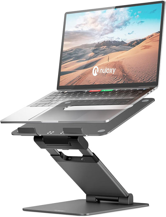 Nulaxy Laptop Stand, Ergonomic Sit to Stand Laptop Holder Convertor, Adjustable Height from 2.1" to 21", Supports up to 22lbs, Compatible with MacBook, All Laptops Tablets 10-17" - Space Grey