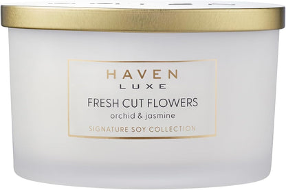 Haven Apple & Peony Scented Candle in Glass Jar - Clean-Burning Soy Wax Blend with Natural Cotton Wick - Long-Lasting Aromatherapy Candle for Home Decor & Fragrance