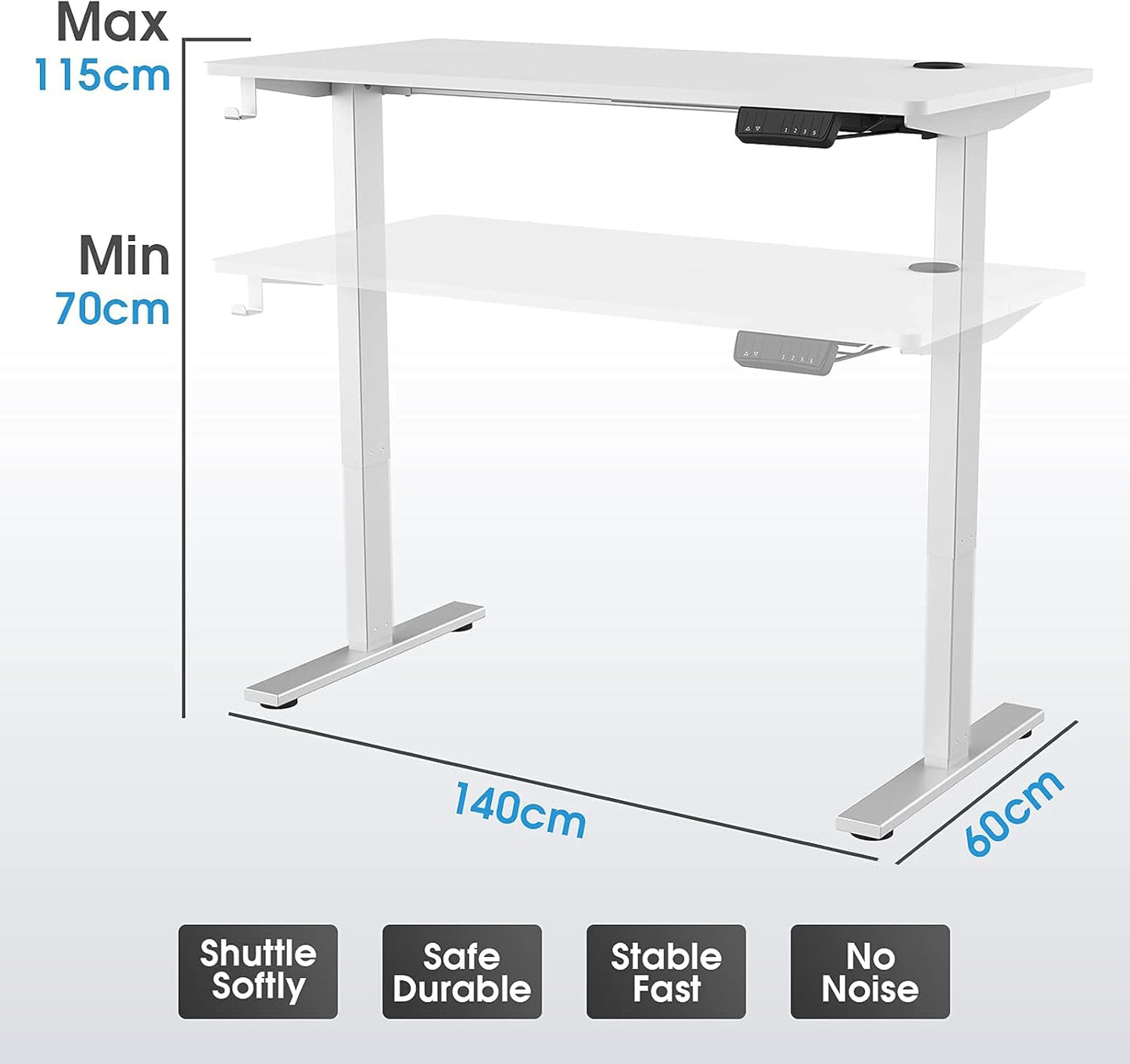 ADVWIN Ergonomic Standing Desk 28"-45" Height Adjustable Electric Sit Stand Desks with Smart Memory Lifting Sturdy Tabletop Motor Computer Workstation for Home, Office, Gaming (Walnut Top Black Legs)