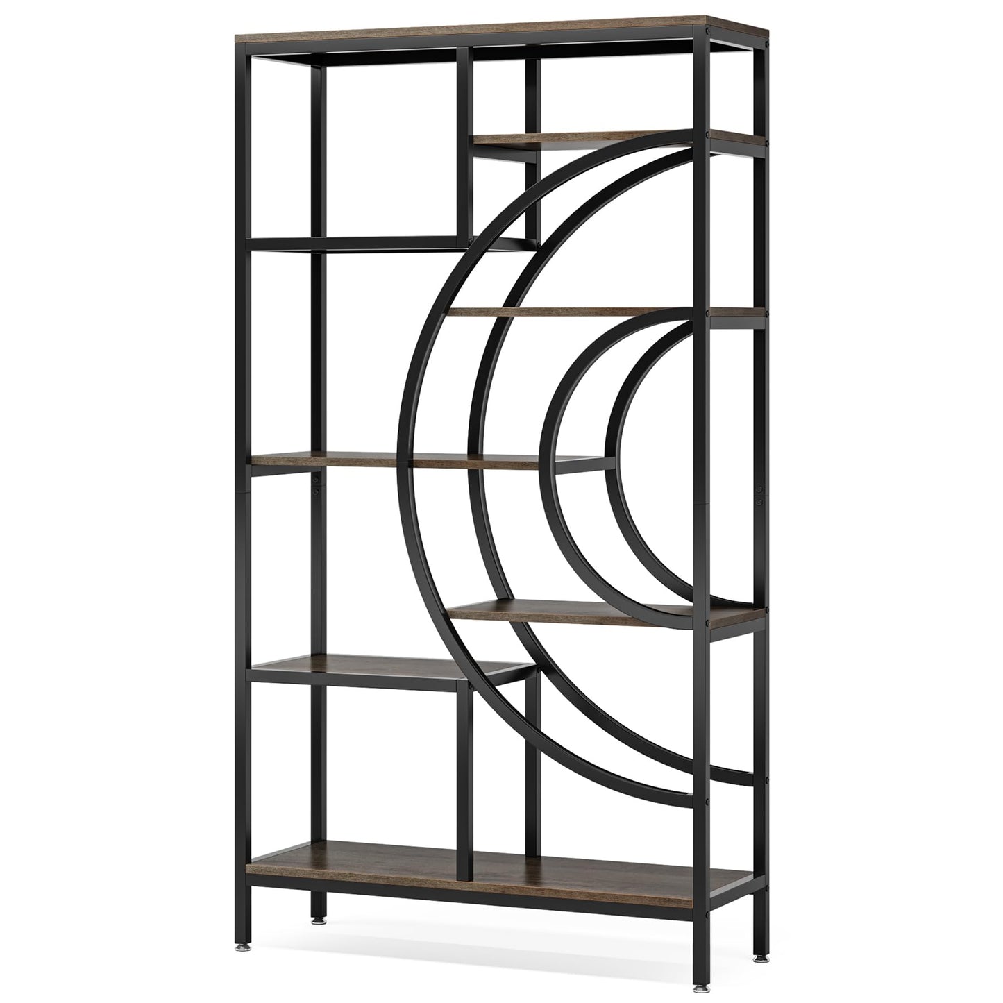 Tribesigns 71 inches Geometric Bookcase, Industrial 8-Tiers Bookshelves, Rustic Etagere Bookcase with Metal Frame, Tall Freestanding Open Storage Shelving Units for Home Office, Living Room