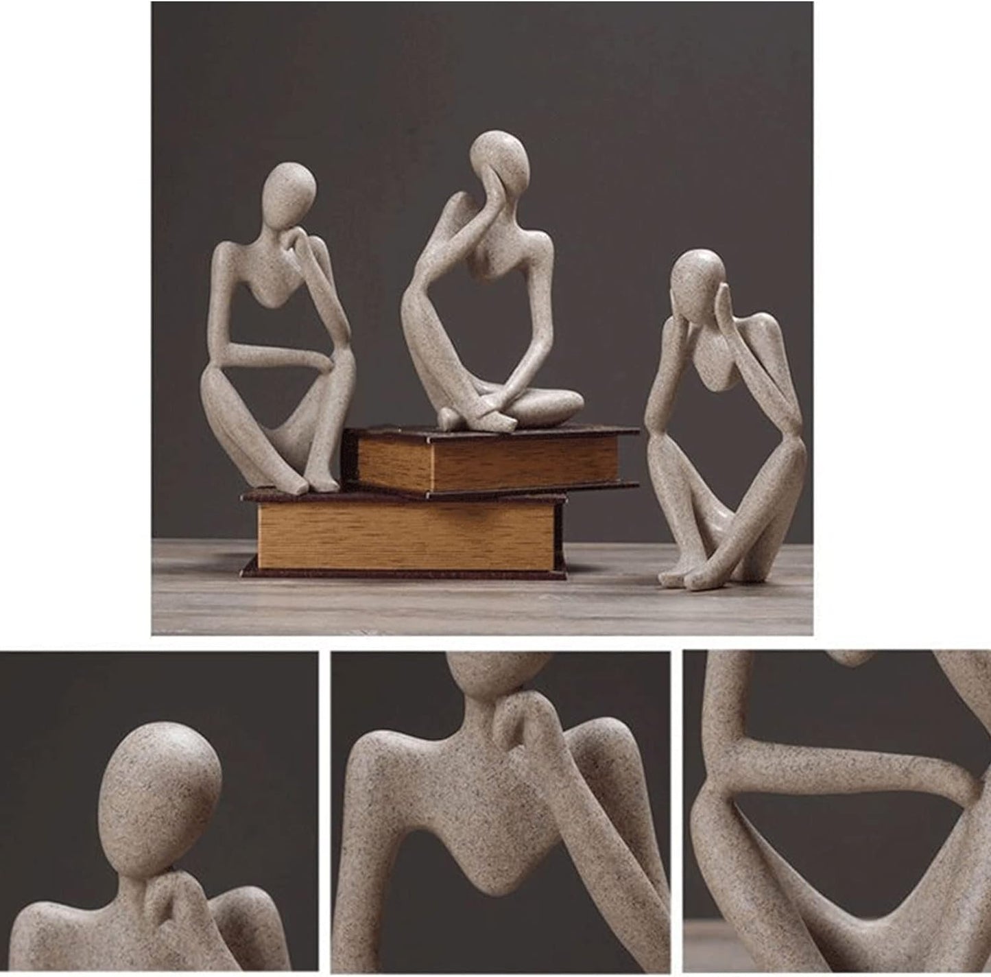 Thinker Statues and Sculptures, Sandstone Resin Thinker Statue Ornaments, Abstract Style Sculptures (Right, Small)