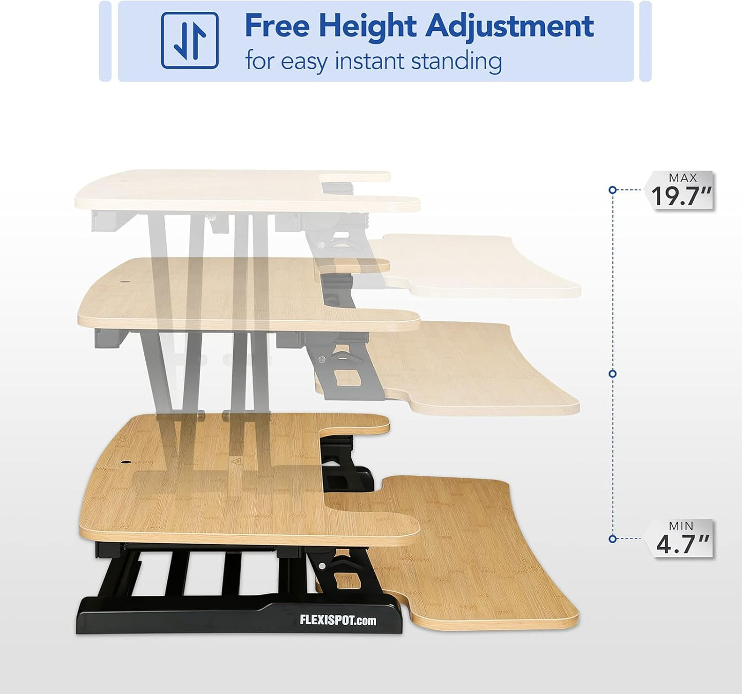 FLEXISPOT Standing Desk Converter - 89CM Height Adjustable Standing Desk Riser, Black Home Sit Stand Workstation Office Desk for Dual Monitors and Laptop（M7MB）