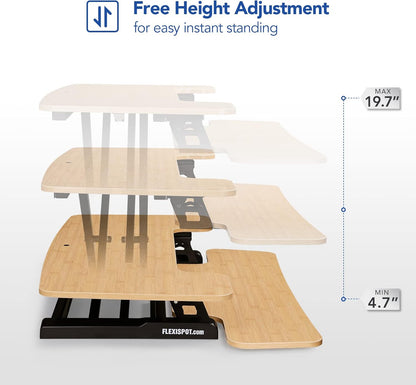 FLEXISPOT Standing Desk Converter - 89CM Height Adjustable Standing Desk Riser, Black Home Sit Stand Workstation Office Desk for Dual Monitors and Laptop（M7MB）