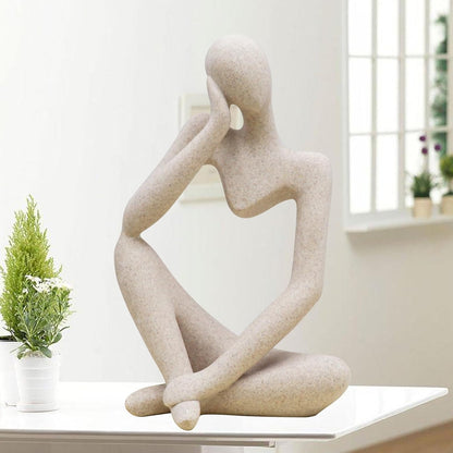 Thinker Statues and Sculptures, Sandstone Resin Thinker Statue Ornaments, Abstract Style Sculptures (Right, Small)