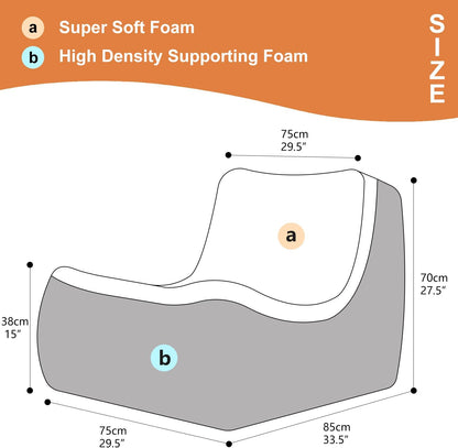 N&V The 2nd Gen Single Foam Sofa, Armless Floor Sofa, One Piece High Density Foam, Removable and Machine Washable Cover, Caramel