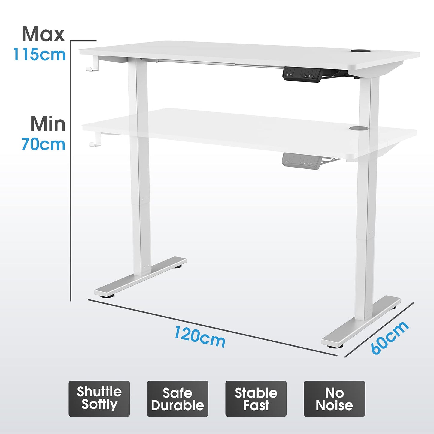 ADVWIN Ergonomic Standing Desk 28"-45" Height Adjustable Electric Sit Stand Desks with Smart Memory Lifting Sturdy Tabletop Motor Computer Workstation for Home, Office, Gaming (Walnut Top Black Legs)