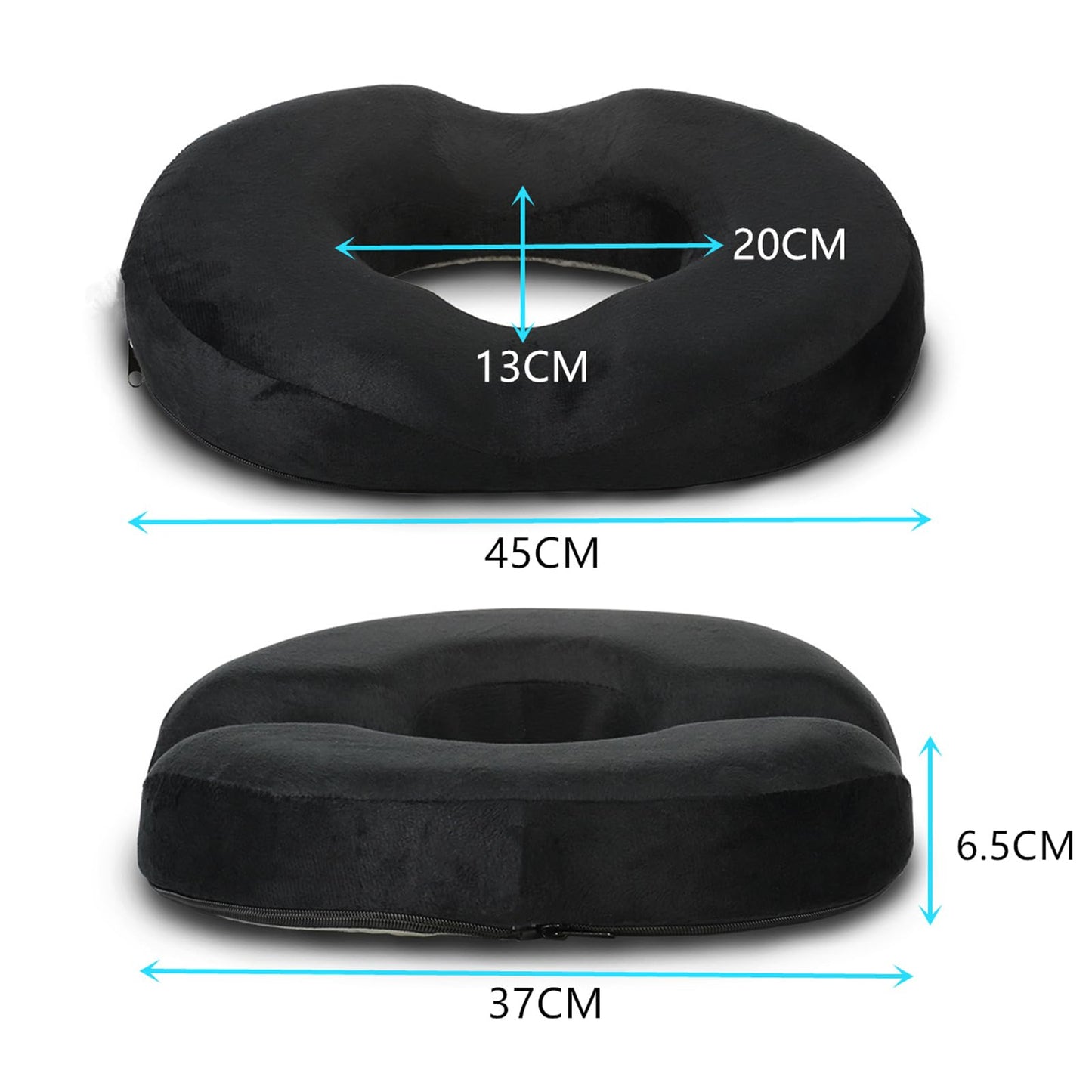 Menbyci Donut Pillow for Tailbone Pain, Memory Foam Pain Relief Donut Seat Cushion, Hemorrhoid Pillows for Sitting, Donut Cushion for Postpartum Pregnancy, Back, Coccyx, Sciatica Support Pad, Black