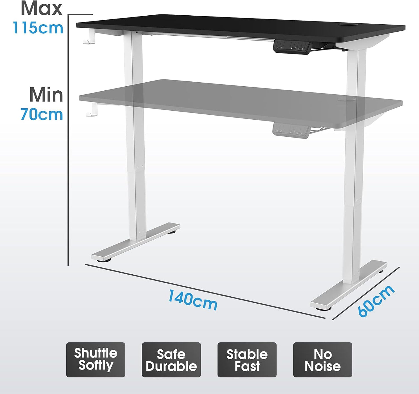 ADVWIN Ergonomic Standing Desk 28"-45" Height Adjustable Electric Sit Stand Desks with Smart Memory Lifting Sturdy Tabletop Motor Computer Workstation for Home, Office, Gaming (Walnut Top Black Legs)